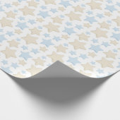 PAPIER CADEAU NUANCES DE BLEU ET ÉTOILES BEIGE (Coin)