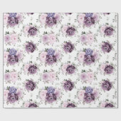 Papier Cadeau Nuances de pourpre Dusty fleurs Moody Floral Maria (Plat)