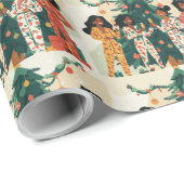 Papier Cadeau Nuit Champagne et Filles de Vacances (Coin rond)