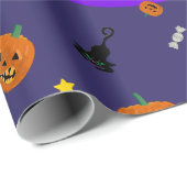 Papier Cadeau Nuit de Halloween. Des bonbons ou un sort (Coin rond)