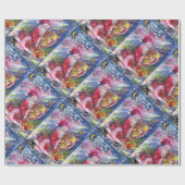 Papier Cadeau NUIT DE NOËL /SANTA CLAUS JOUER HARP Hiver (Plat)