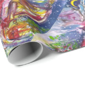 Papier Cadeau NUIT DE NOËL /SANTA CLAUS JOUER HARP Hiver (Coin rond)