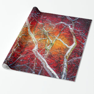 Papier Cadeau Nuit d'hiver rouge