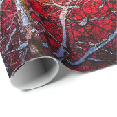 Papier Cadeau Nuit d'hiver rouge (Coin rond)