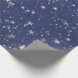 Papier Cadeau Nuit étoile bleu marine gris argent Confetti<br><div class="desc">florenceK design Délicat bois starry papier d'emballage de la forêt.</div>