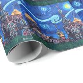 Papier Cadeau Nuit étoilée à Saint-Pétersbourg en Russie (Coin rond)