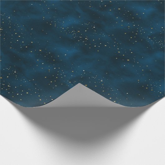 Papier Cadeau Nuit étoilée bleu et blanc céleste (Coin)