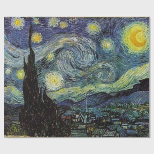 Papier Cadeau Nuit étoilée, cadeau Vincent van Gogh (Plat)