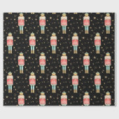 Papier Cadeau Nuit étoilée Gold Nutcracker de Noël (Plat)