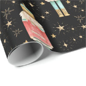 Papier Cadeau Nuit étoilée Gold Nutcracker de Noël (Coin rond)