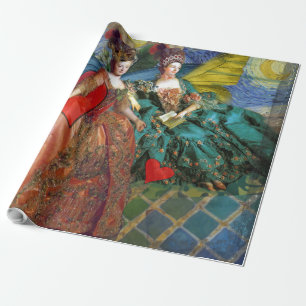 Papier Cadeau Nuit étoilée Rococo Demoiselles Ailes de Papillon