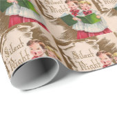 Papier Cadeau Nuit vintage et silencieuse Noël (Coin rond)