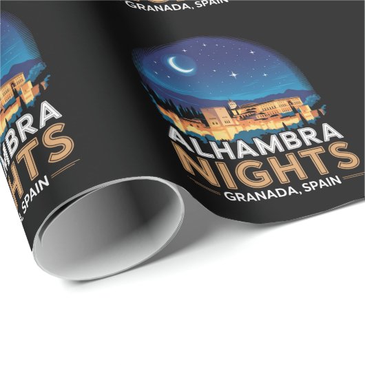 Papier Cadeau Nuits de l'Alhambra - Grenade Espagne Travel Art (Coin rond)