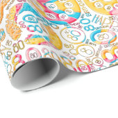 Papier Cadeau Numéro d'anniversaire Nuage de mot 80 B ID270 (Coin rond)