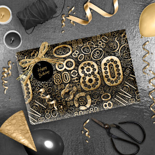 Papier Cadeau Numéro d'anniversaire Nuage de mot 80 C ID270