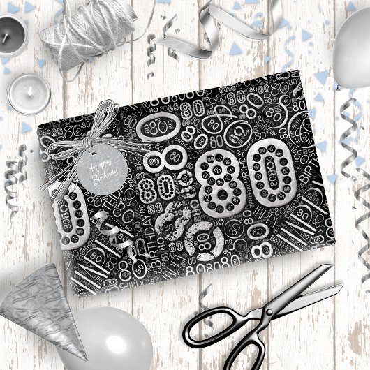 Papier Cadeau Numéro d'anniversaire Nuage de mot 80 D ID270