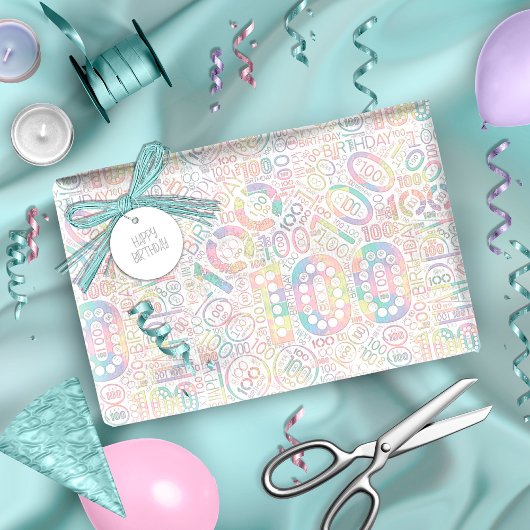 Papier Cadeau Numéro d'anniversaire Nuage de mot Cent A ID270