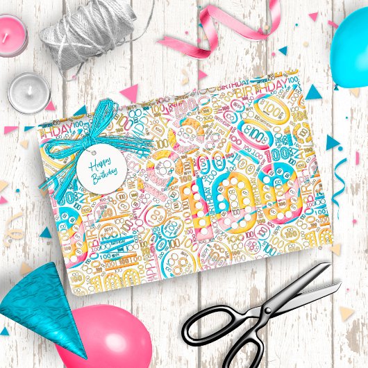 Papier Cadeau Numéro d'anniversaire Nuage de mot Cent B ID270