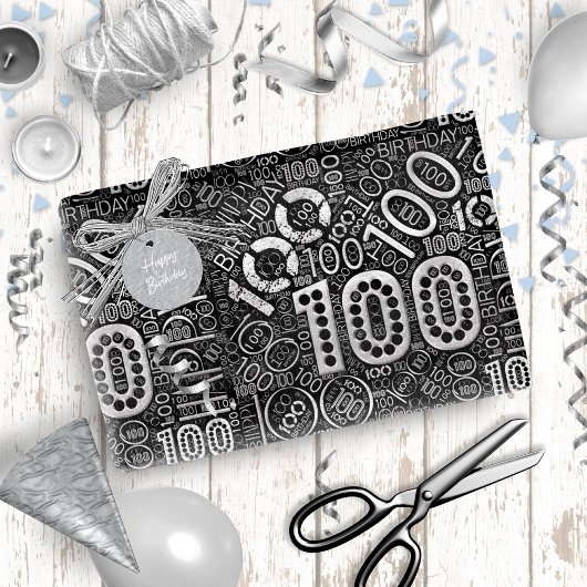 Papier Cadeau Numéro d'anniversaire Nuage de mot Cent D ID270