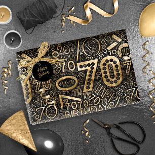 Papier Cadeau Numéro d'anniversaire Nuage de mot Soixante-dix C 