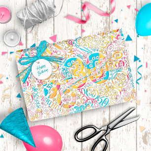 Papier Cadeau Numéro d'anniversaire Nuage de mot Trente B ID270