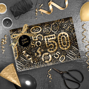 Papier Cadeau Numéro d'anniversaire Nuage de mots Cinquante C ID