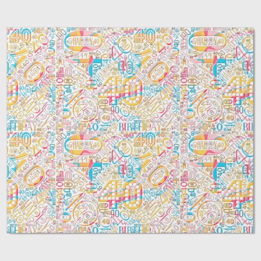 Papier Cadeau Numéro d'anniversaire Nuage de mots Quarante B ID2 (Plat)