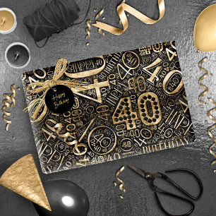 Papier Cadeau Numéro d'anniversaire Nuage de mots Quarante C ID2