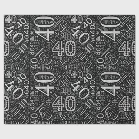 Papier Cadeau Numéro d'anniversaire Nuage de mots Quarante D ID2 (Plat)