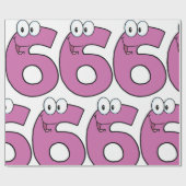 Papier Cadeau Numéro de dessin 6 amusant violet souriant six (Plat)