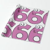 Papier Cadeau Numéro de dessin 6 amusant violet souriant six (Déroulé)