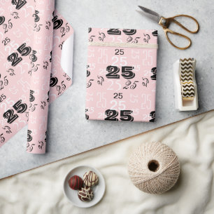 Papier Cadeau Numéros Perfect Rose Noir Blanc Personnalisé