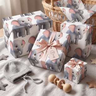 Papier Cadeau Nursery de dessin animé éléphant bébé mignon