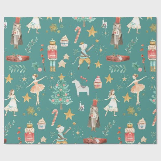 Papier Cadeau Nutacker Noël Vert (Plat)