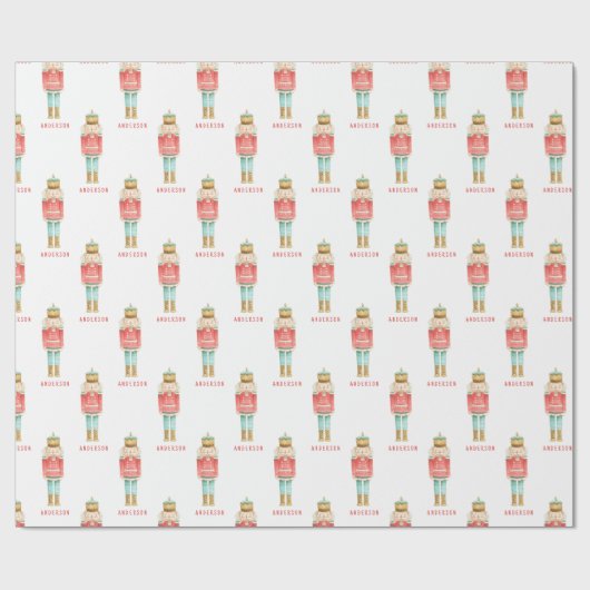 Papier Cadeau Nutcracker aquarelle botanique mignon fils de Noël (Plat)