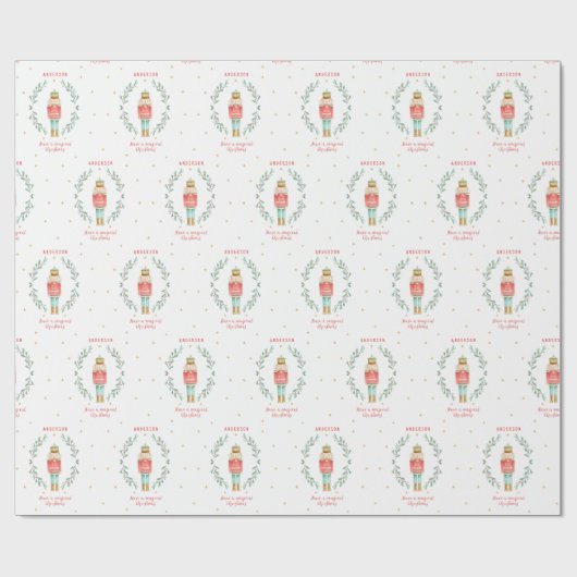 Papier Cadeau Nutcracker aquarelle botanique mignon fils de Noël (Plat)