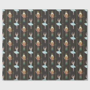 Papier Cadeau Nutcracker Ballerina Black Vintage Noël