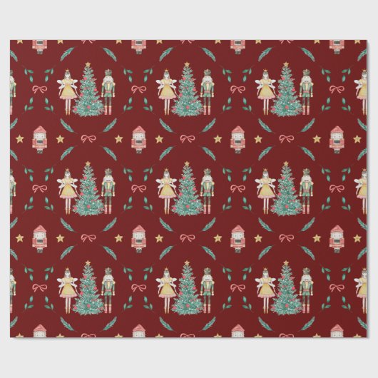 Papier Cadeau Nutcracker Ballerina Noël (Plat)