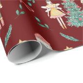 Papier Cadeau Nutcracker Ballerina Noël (Coin rond)