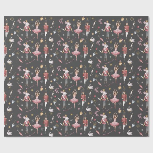 Papier Cadeau Nutcracker Ballerina Noël (Plat)