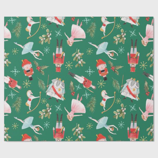 Papier Cadeau Nutcracker Ballerina Noël (Plat)