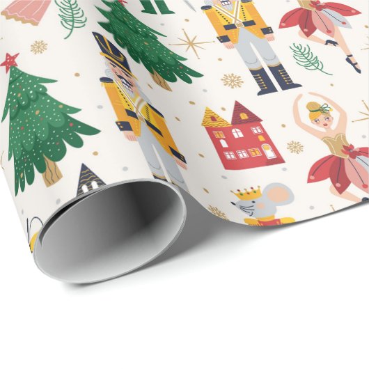 Papier Cadeau Nutcracker Ballet Motif de vacances (Coin rond)