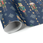 Papier Cadeau Nutcracker bleu marine cadeau de Noël (Coin rond)