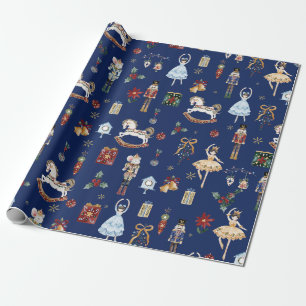 Papier Cadeau Nutcracker Christmas Ballet Aquarelle Vintage