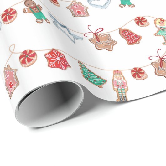 Papier Cadeau Nutcracker cookies vacances (Coin rond)