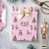 Papier Cadeau Nutcracker Festive rose Noël