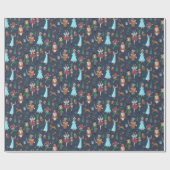 Papier Cadeau Nutcracker mignon Fête Noël bleu foncé (Plat)