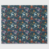 Papier Cadeau Nutcracker Mouse King Ballerina Navy Blue Xmas (Plat)