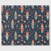 Papier Cadeau Nutcracker Navy Blue Festive Noël (Plat)