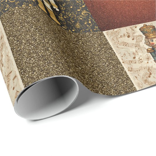 Papier Cadeau Nutcracker Sparkle Checkerboard Traditional (Coin rond)